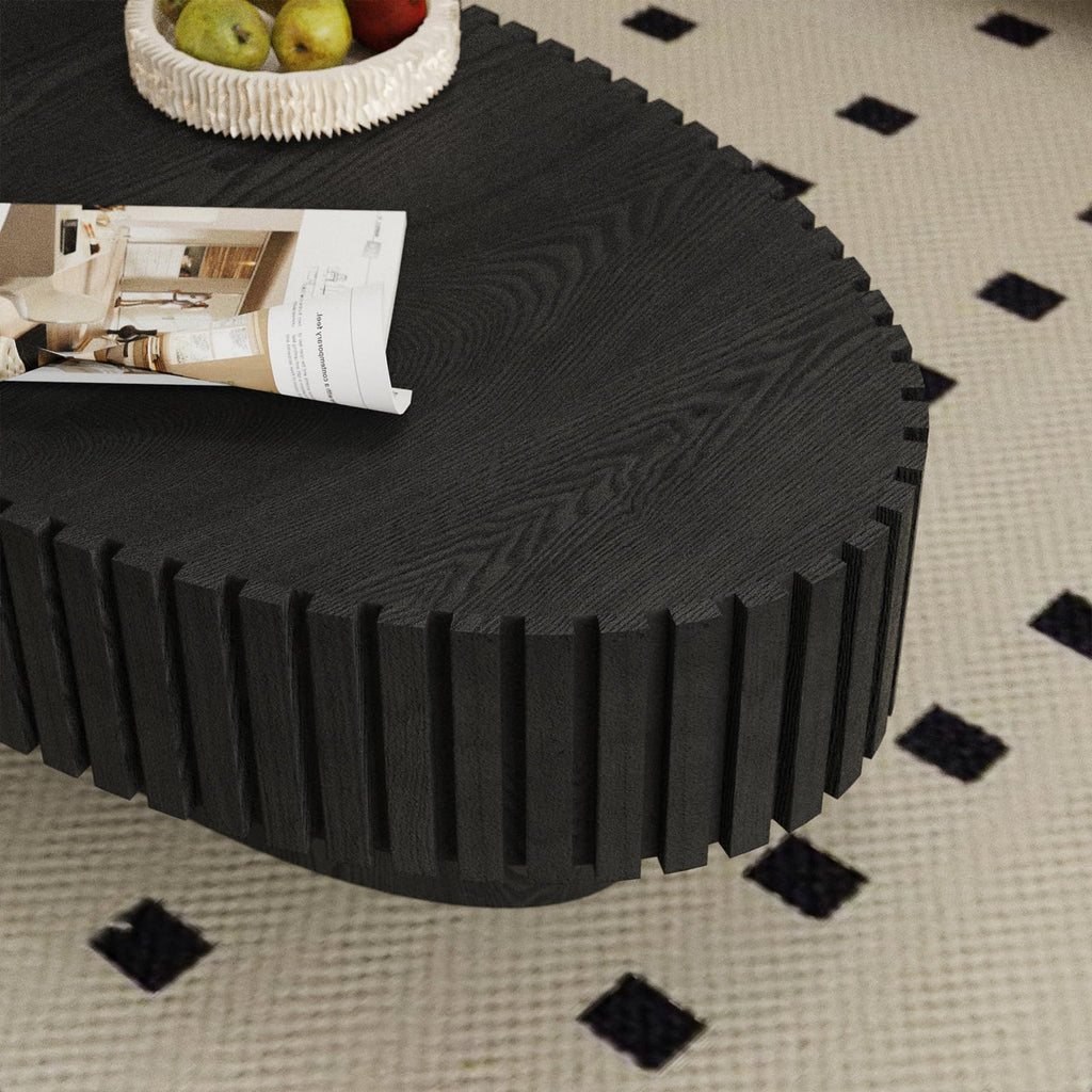 Black Modern Wood Oval Coffee Table F5616