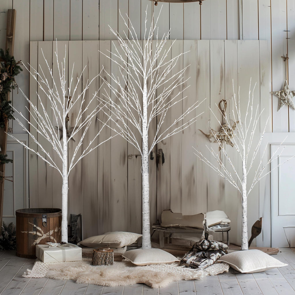 Light up Birch Tree 3 Pack Pre lit Christmas Tree G87704