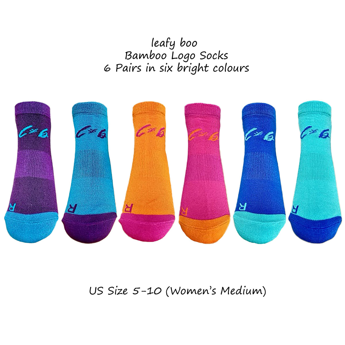 Bamboo Low Cut Running Socks for Women, Size 5-10, Pack of 6 Pairs R24521