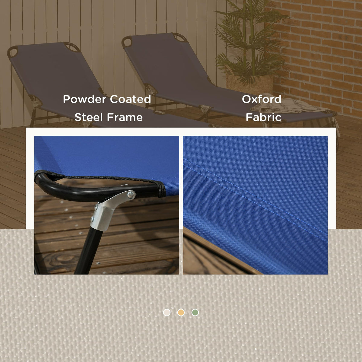 Blue 2 Pieces Folding Chaise Lounge Chair with 5-Level Back R553256