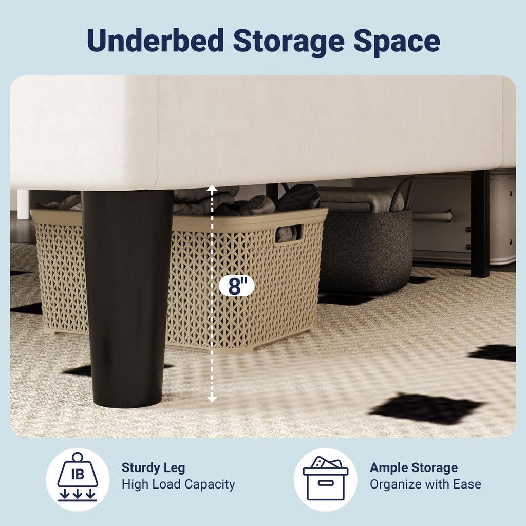 Queen Bed Frame with Storage Headboard and Charging Station H66945