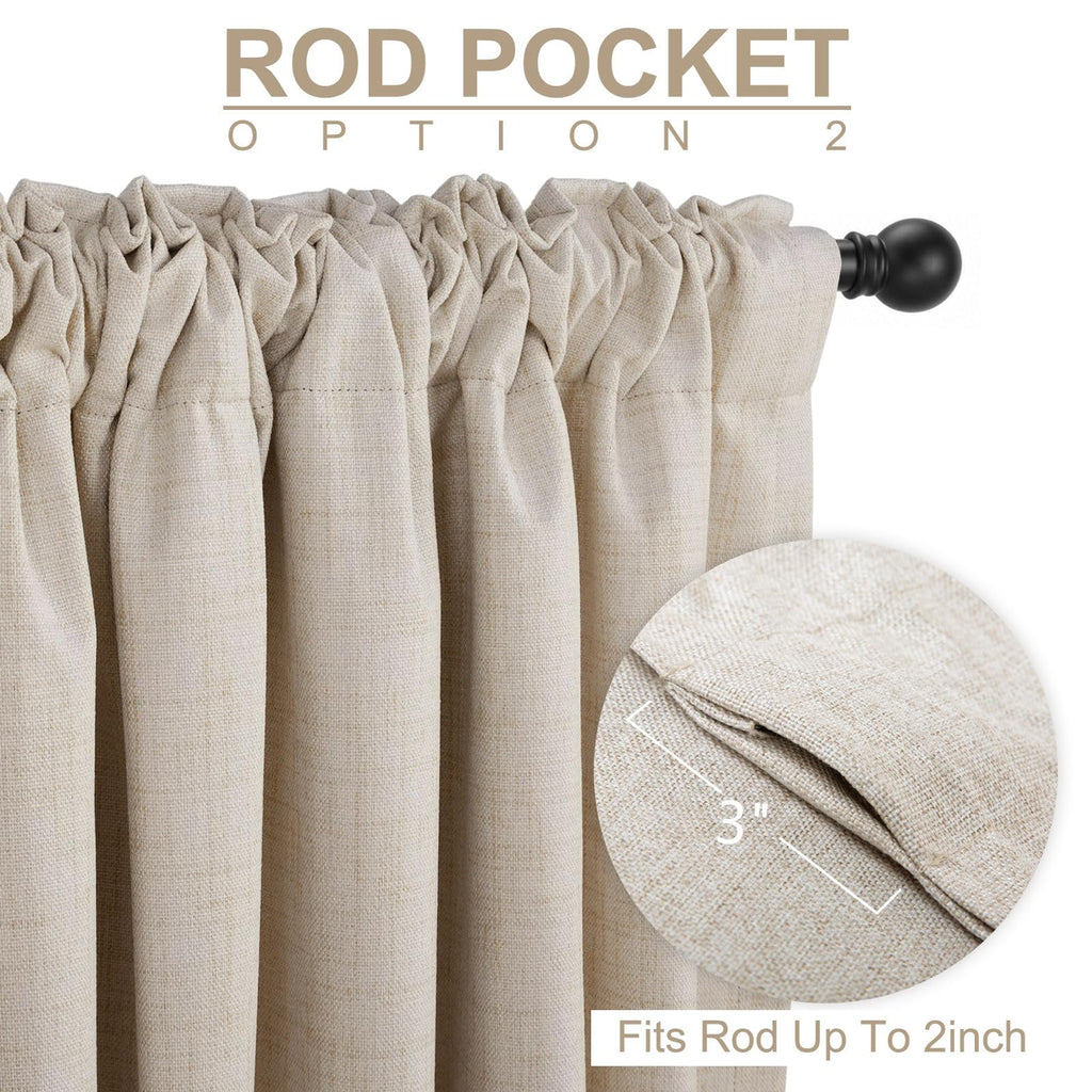 Linen Textured Total Blackout Curtains 84 Inches Long, Cream O8541