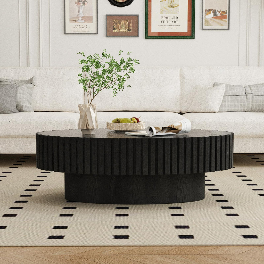Black Modern Wood Oval Coffee Table F5616