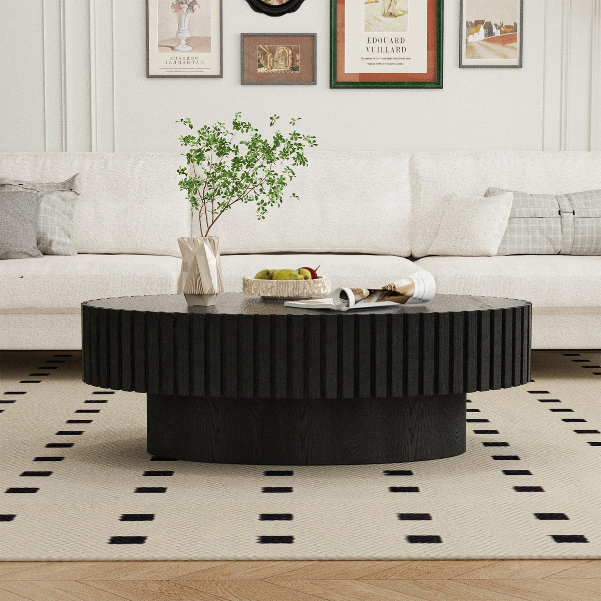 Black Modern Wood Oval Coffee Table F5616