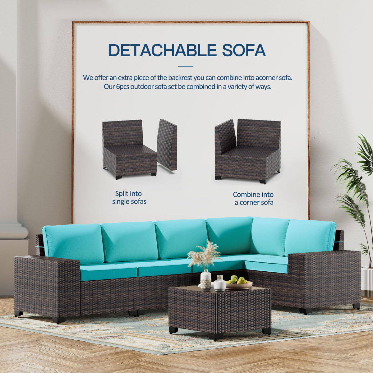 12PCS PE Wicker Rattan Sectional Sofa Q6091