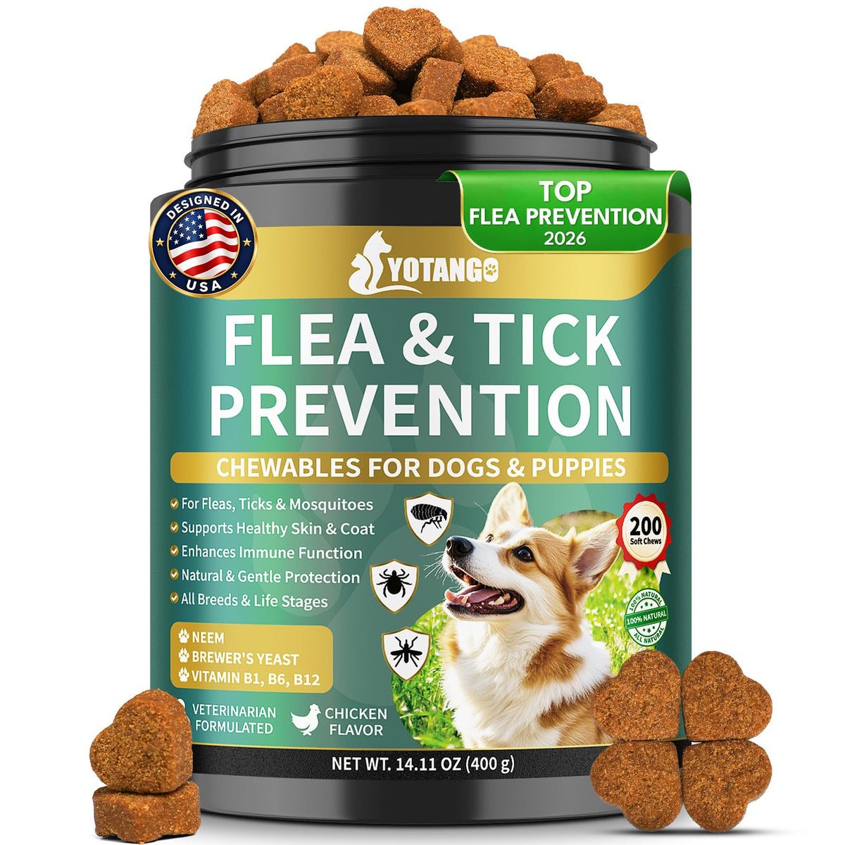 Flea and Tick Prevention for Dogs Chewable 200 Ct N297026
