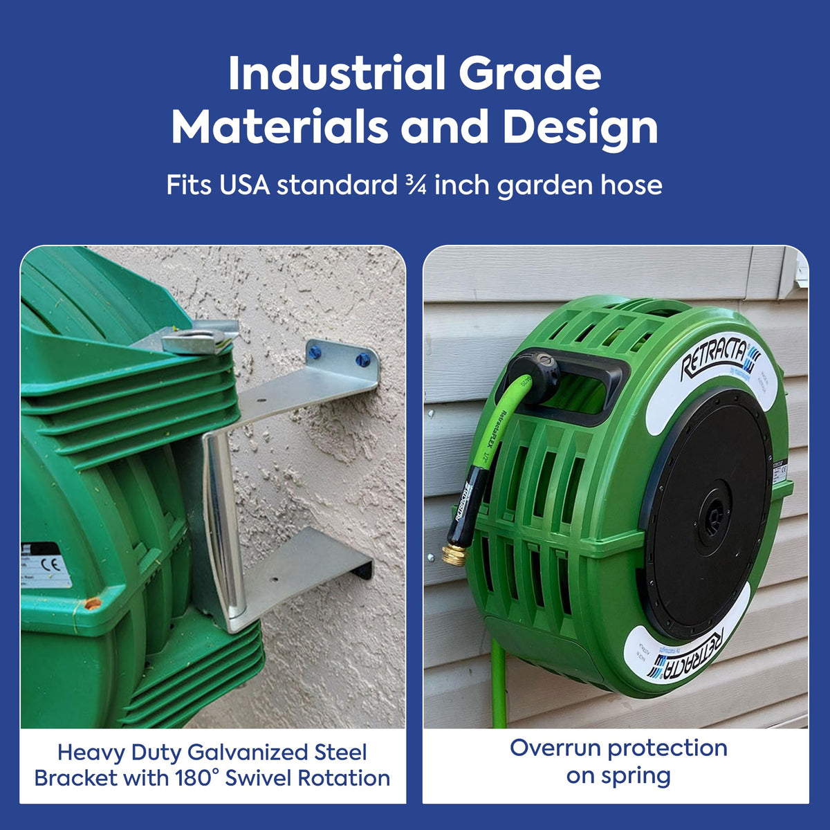 60 Ft Heavy Duty Retractable Garden Hose Reel with Swivel Bracket K277940