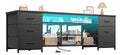 Black Dresser TV Stand with LED Lights & Charging Station O978