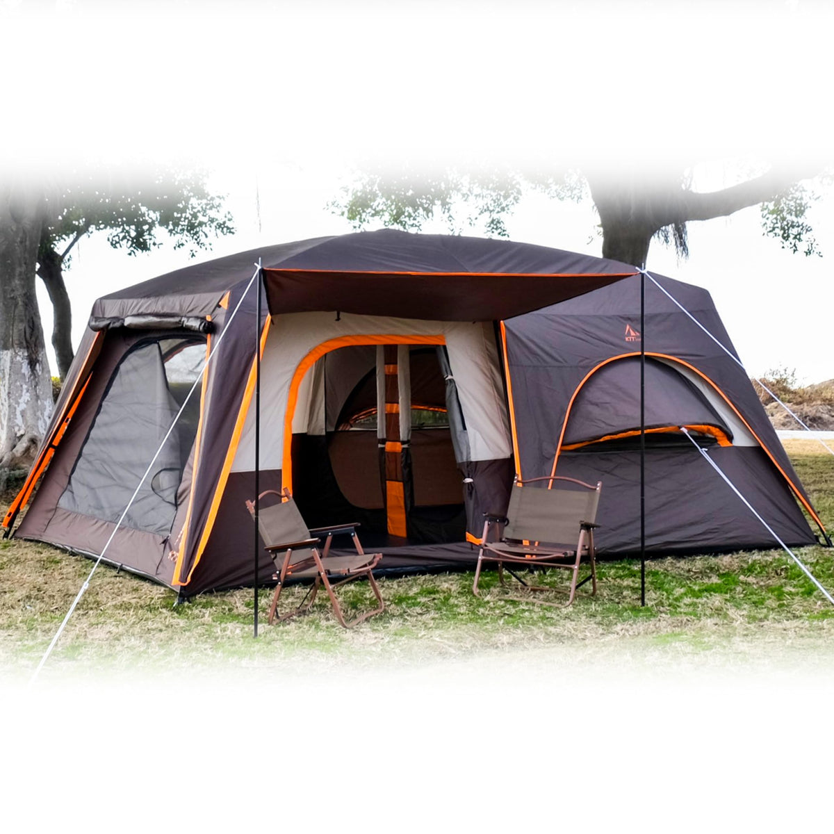 Extra Large 12 Person 2 Room 3 Door Waterproof Double Layer Cabin Tent A689