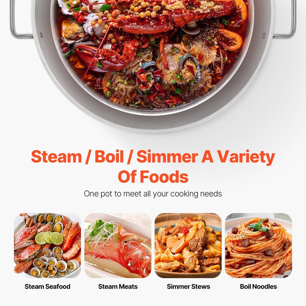 60 Qt Aluminum Seafood Boiling Pot with Strainer and Burner W656