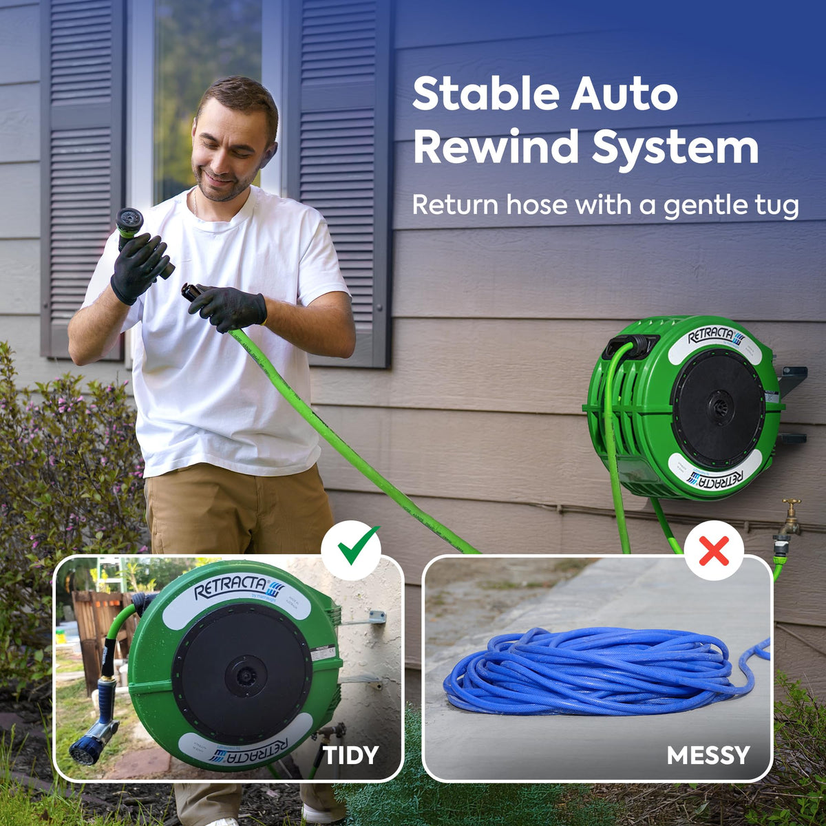 60 Ft Heavy Duty Retractable Garden Hose Reel with Swivel Bracket K277940
