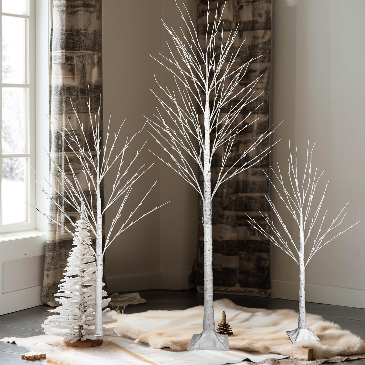 Light up Birch Tree 3 Pack Pre lit Christmas Tree G87704