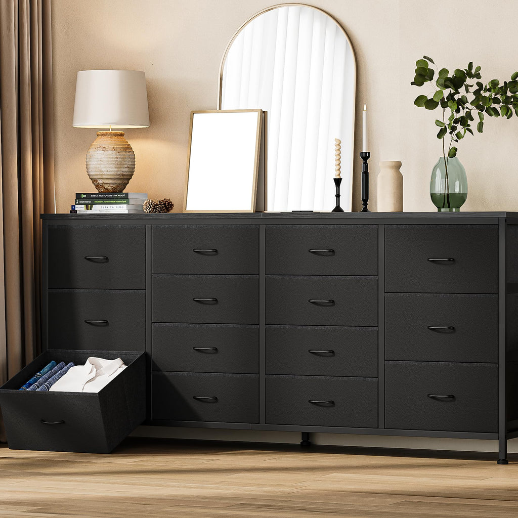 Black 14 Drawer Fabric TV Stand V547