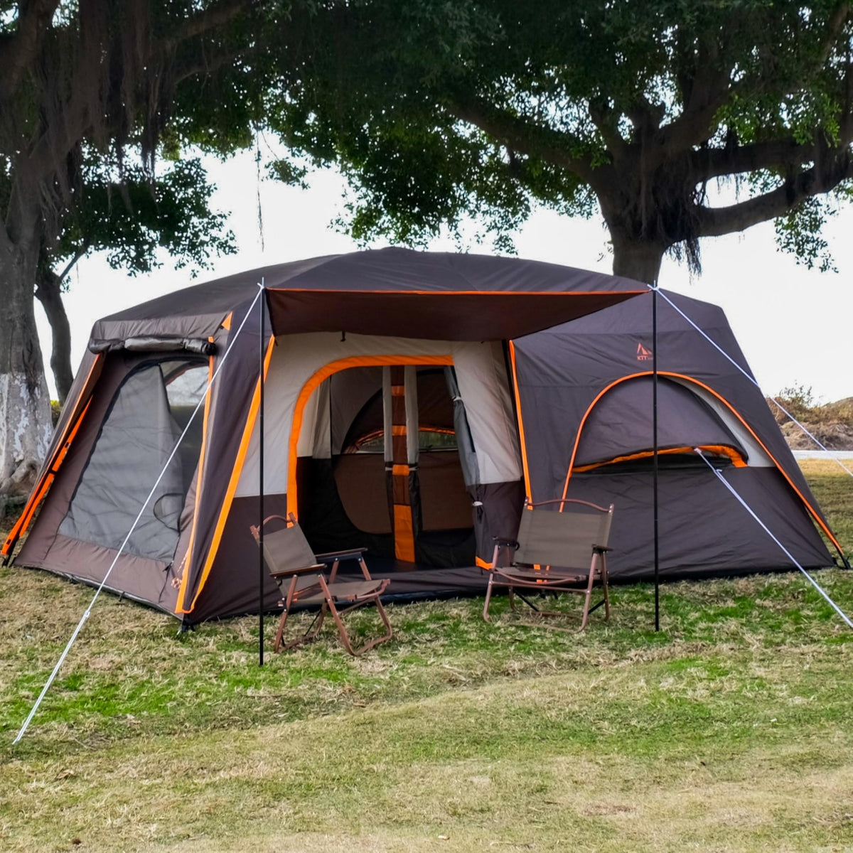 Extra Large 12 Person 2 Room 3 Door Waterproof Double Layer Cabin Tent A689