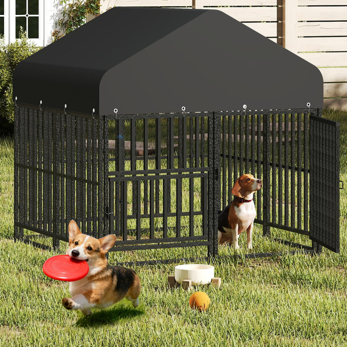 Small Dog Kennel Outdoor Heavy Duty Welded Wire Steel Pet Enclosure O199996