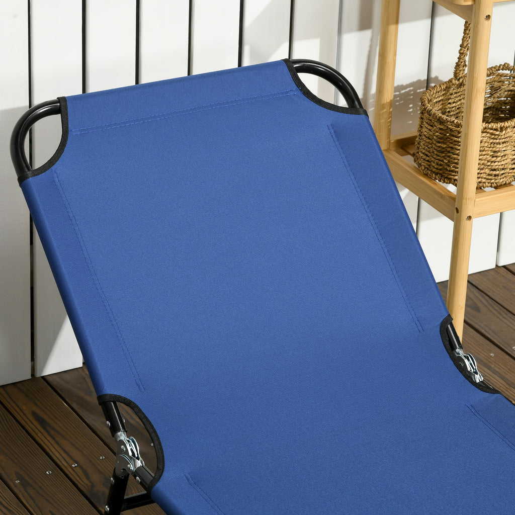 Blue 2 Pieces Folding Chaise Lounge Chair with 5-Level Back R553256