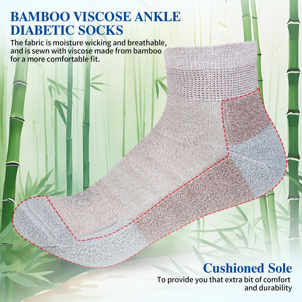 6 Pairs Ankle & 4 Pairs Low Cut Diabetic Socks L5095