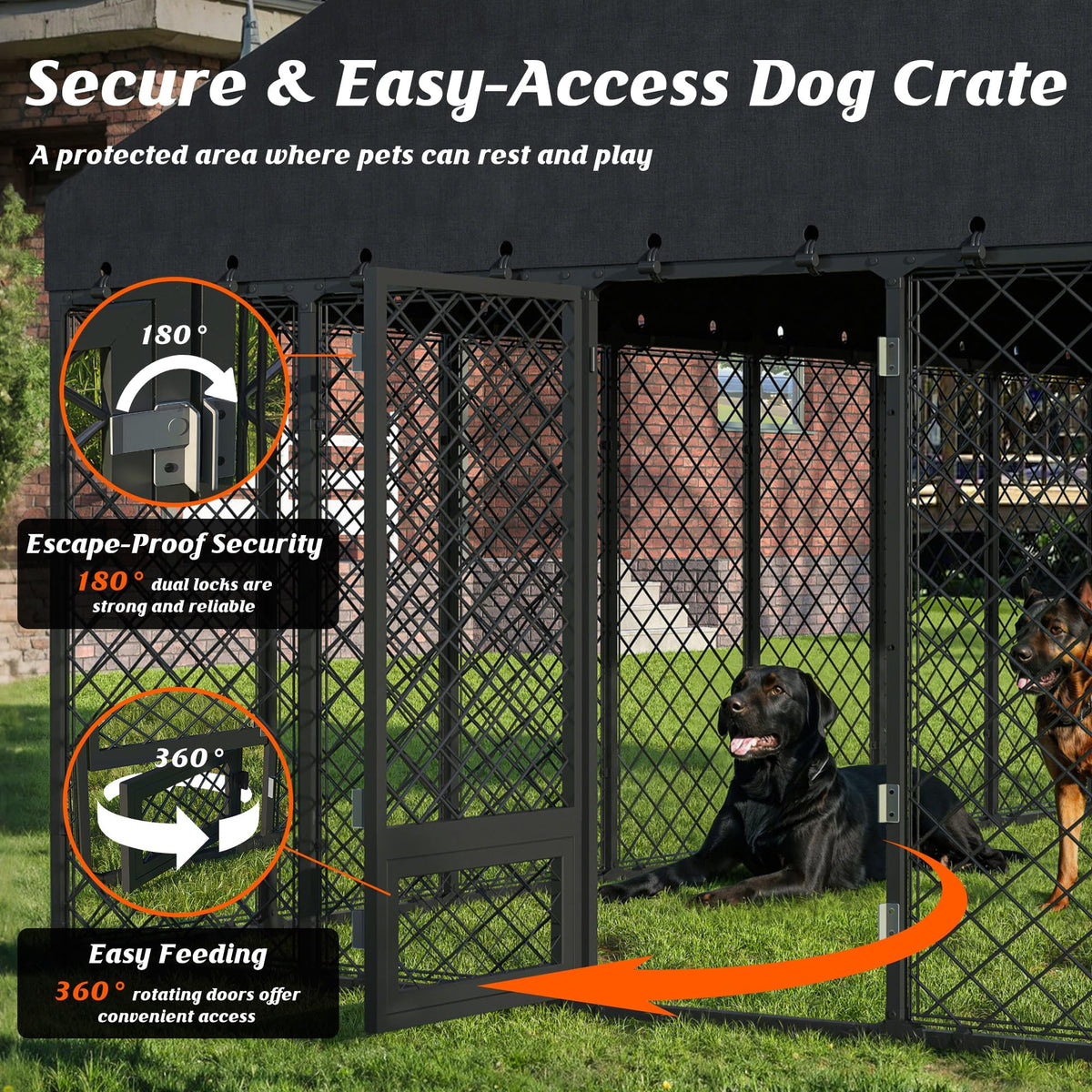 10x14FT Outdoor Dog Kennel with Roof G408