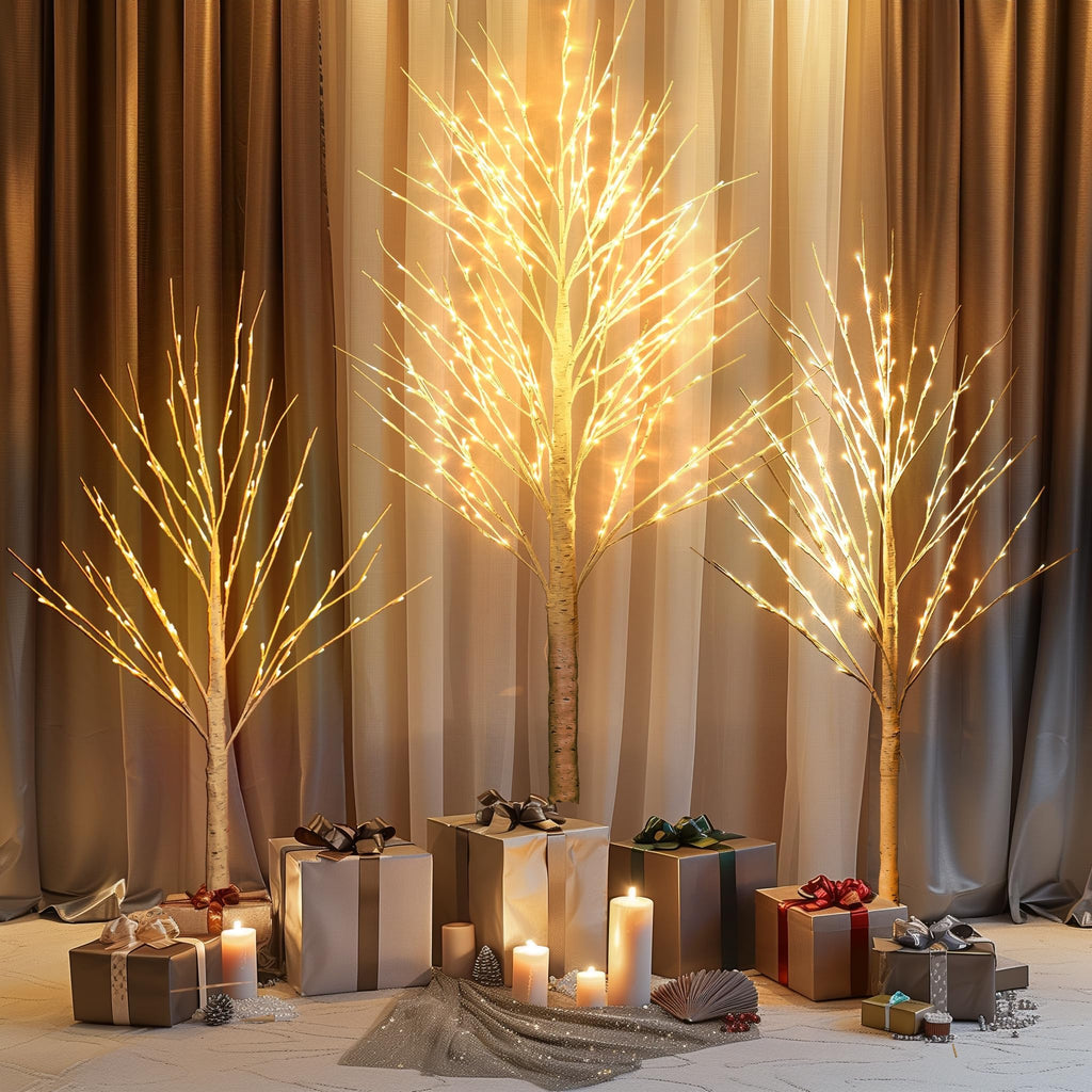 Light up Birch Tree 3 Pack Pre lit Christmas Tree G87704
