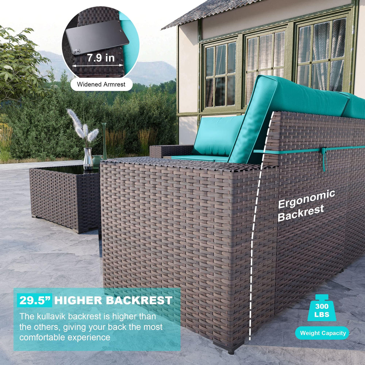 12PCS PE Wicker Rattan Sectional Sofa Q6091