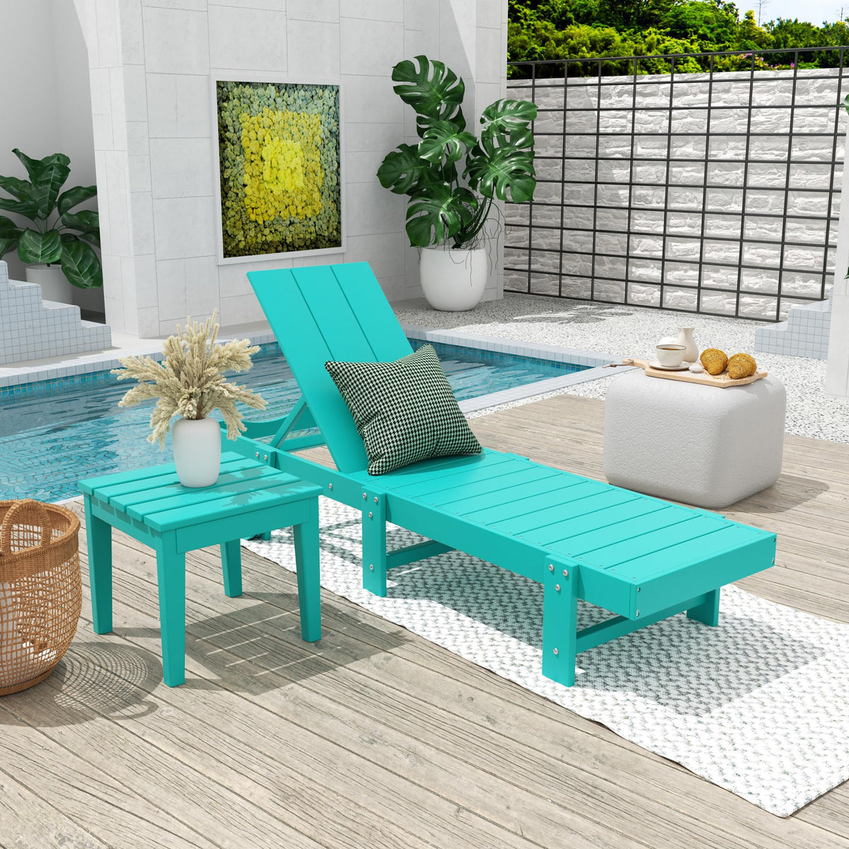 Small Weather Resistant Outdoor Side Table, Turquoise S484