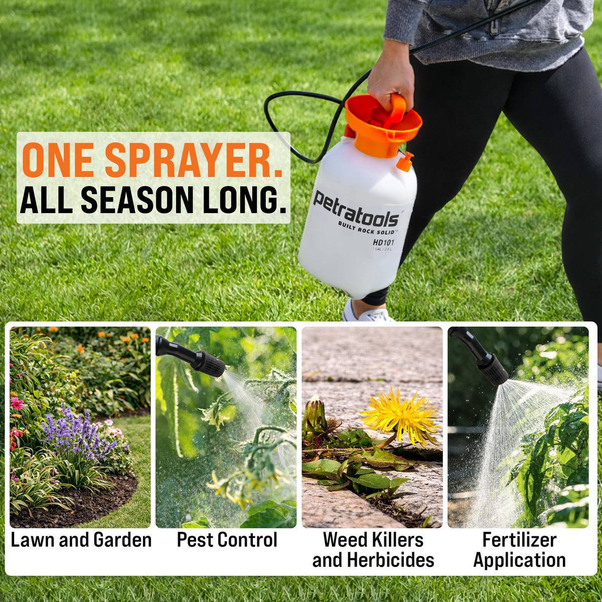 1 Gallon Garden Pump Sprayer with 52-in Hose & 2 Nozzles B335