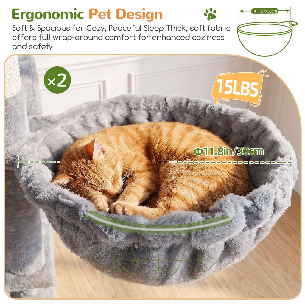 70 Inch Light Grey Cat Tree with Scratching Post N20756