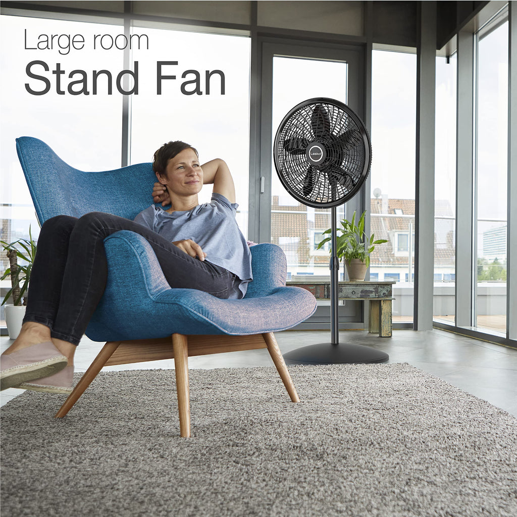 White 16 Inch and Black 18 Inch Oscillating Pedestal Stand Fans P396