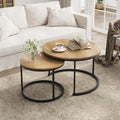Set of 2 Round Wood Grain Coffee Table Q83263